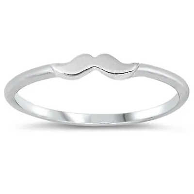 Dainty Mustache Ring 925 Sterling Silver 3mm Casual Band Size 4-10 • $12.99