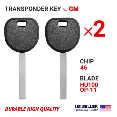 $18.95 • Buy 2X Transponder Key For GM HU100 B119 Chip PCF7937EA 46 High Quality