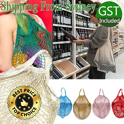 Mesh Net Turtle Bag String Shopping Bag Reusable Fruit Storage Handbag Totes AU • $4.25