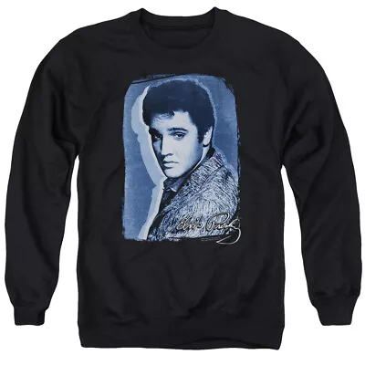 Elvis Presley Overlay Crewneck Sweatshirt Licensed Music King Of Rock Black • $24.49