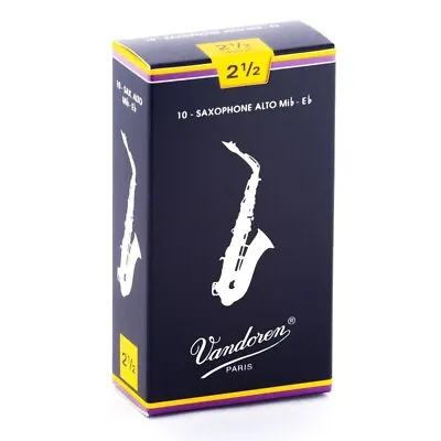 Vandoren 10 PACK Traditional Alto Saxophone Reeds # 2.5 Strength 2 1/2 SR2125 • $29.95