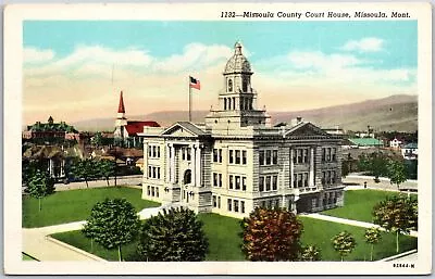 Missoula Montana MT County Court House Building Grass Lawn Vintage Postcard • $8.05