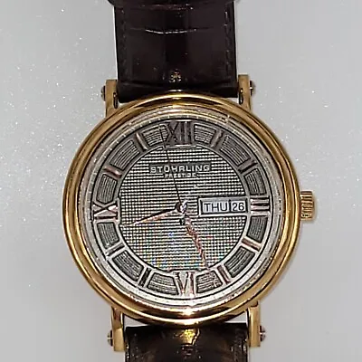 Stuhrling Prestige ~  40mm  ~ Genuine Leather Band (22) ~ New Battery • $29.99