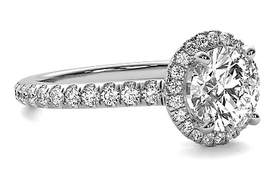 Classic Halo 1.58 Carat VS1/G Round Cut Lab Created Diamond Engagement Ring 14k • $1395