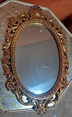 Ornate Vintage Gold Floral Wall Mirror • $150