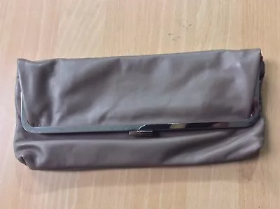 Edina Ronay Taupe Leather Clutch Bag - Extendable - Free Post! • £13