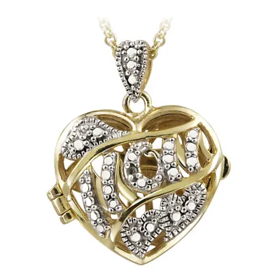 Gold Tone Diamond Accent MOM Heart Locket Necklace • $18.40