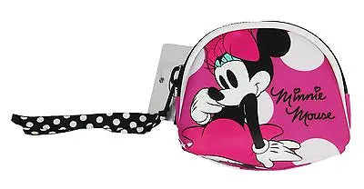 Minnie Mouse Pink White Spotted Coin Purse Strong Canvas Great Gift Idea NEW • £2.99
