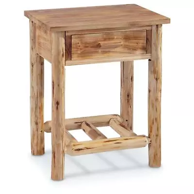 Bedside End Table Solid Wood Nightstand Rustic Pine Log Cabin Side Sofa Accent • $212.95