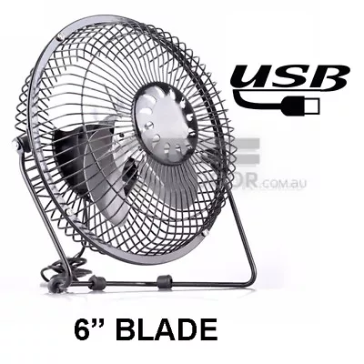 $23.99 • Buy 6 Inch USB Desk Cooler Cooling Fan Metal Construction - Desktop Mild Wind