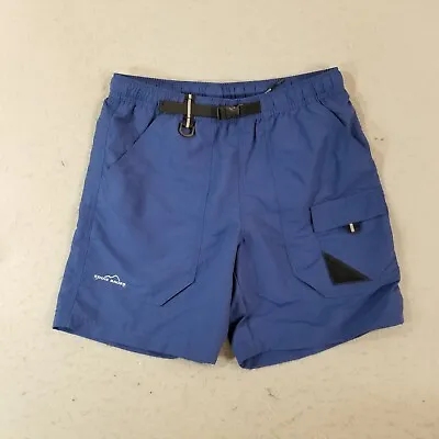 Eddie Bauer Cargo Hiking Shorts Men's Medium Blue Nylon Outdoor Fishing • £16.80