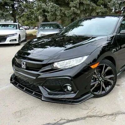 For 17-21 Honda Civic Hatchback Painted Black MUG-Style Front Bumper Spoiler Lip • $60.99