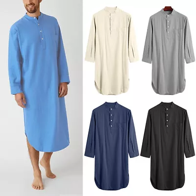 Men Long Sleeve Indian Retro Kurta Shirts Ethnic Hippy Blouse Tunic Tops India • $17.78