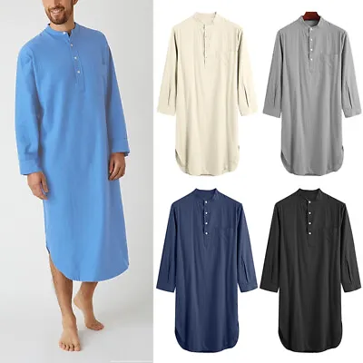 Men Long Sleeve Indian Retro Kurta Shirts Ethnic Hippy Blouse Tunic Tops Indian • £6.60