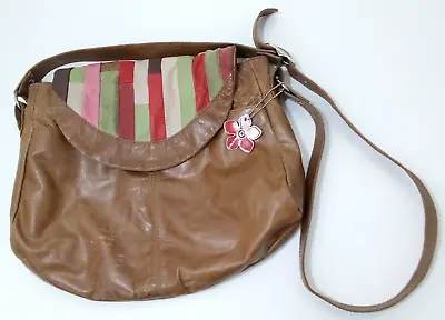 Ollie & Nic Handbag Brown Strap Pockets Leather Floral • £8.50