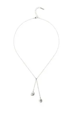 Karen Millen Jewelry Logo Faux Pearl Drop Lariat Pendant Necklace Brand New • £35