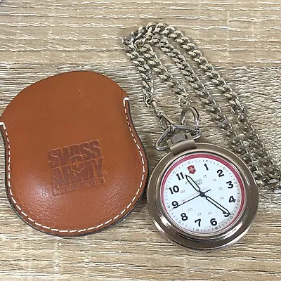 Vintage Swiss Army Pocket Watch Silver Tone White Red Dial 48mm Germany • $139.95