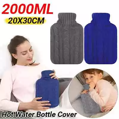 2L Hot Water Bottle Winter Warm Natural Rubber Bag Relaxing Warmer And COVER • $17.99