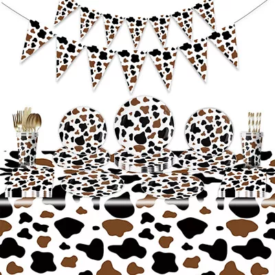 Cow Print Disposable Party Tableware Perfect For Father's Day Mother's Day And • £4.39