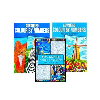 A4 Advanced Adult Colouring Book Books Colour By Numbers Colouring Book Relaxing • £11.99