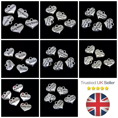 5 Pcs Tibetan Silver Heart Charms Bride Bridesmaid Wedding Baby Pendants ML • £2.25