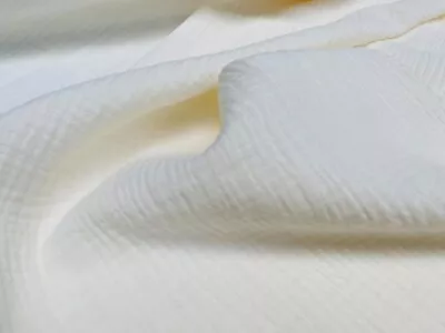 Double Gauze Cotton Muslin Fabric Soft Baby Cloth - 140cm Wide - Cream • £0.99