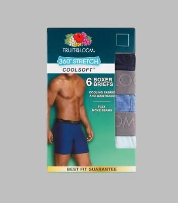 Fruit Of The Loom Men's 360 Stretch Coolsoft Boxer Briefs With Flex Seams 6-Pack • $19.90