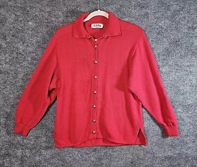 Vintage 80s St. John Marie Gray Cardigan Womens 10 Red Gold Buttons  • $47.49