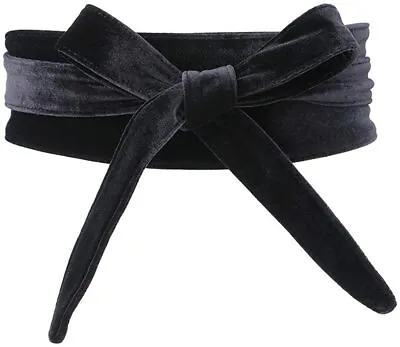 Women's Soft Velvet Wrap Around Self Tie Waist Belt Obi Belt • £6.59