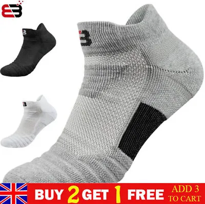 Men Women Ankle Cut Athletic Running Socks Anti-Blister Cushioned Trainer Socks • £3.59