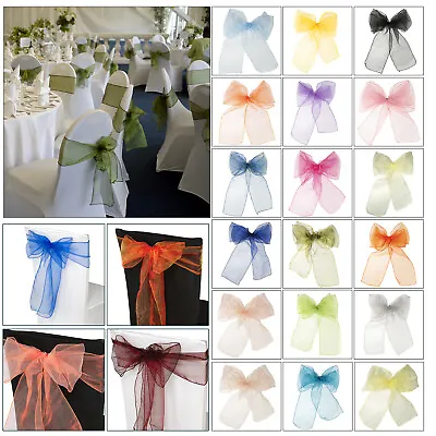 £39.09 • Buy ORGANZA Chair Sash Wedding Party Decor Chair Cover Bow Sashes Wider Fuller Bows