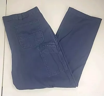 Carhartt Mens 42x34 Blue Rugged Flex Relaxed Fit Canvas Work Pants BN2291-M Used • $26