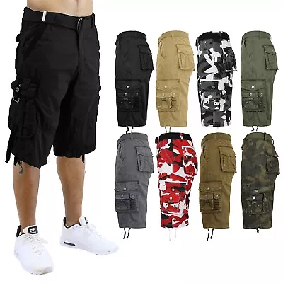 Mens Vintage Cargo Utility Shorts Includes Belt Perfect For Camping And Hiking • $19.99