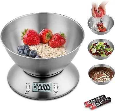 £17.49 • Buy Electronic Kitchen Scales 5KG Digital Stainless Steel Mixing Bowl Cooking Food