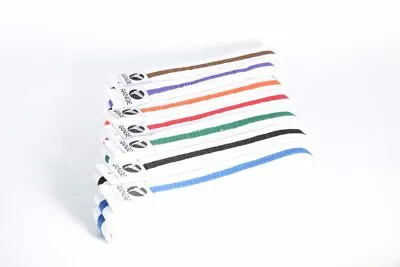 KIDS STRIPED COLOUR BELT STRIP 4.5cm Taekwondo KARATE Judo MMA Martial Arts  • £6.99