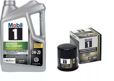 Mobil1 M1-108A Engine Oil Filter & 5 Quarts Mobil1 0W20 Full Synthetic Motor Oil • $59.49