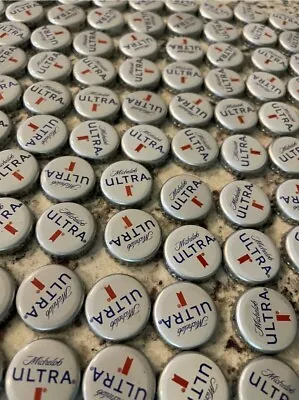 100+ **Michelob Ultra ** BEER BOTTLE CAPS **NO DENTS** Craft Projects White Caps • $9.99