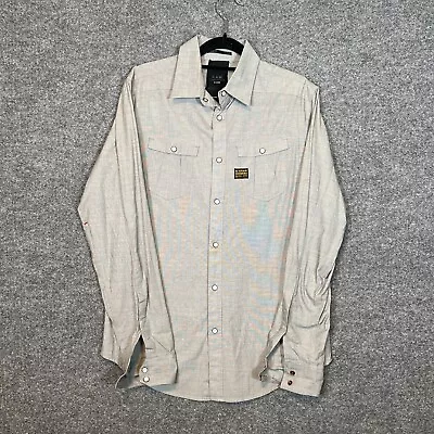 G Star Shirt Mens Medium Gray Chambray Pearl Snap Long Sleeve Raw Casual Flaw • $18.99