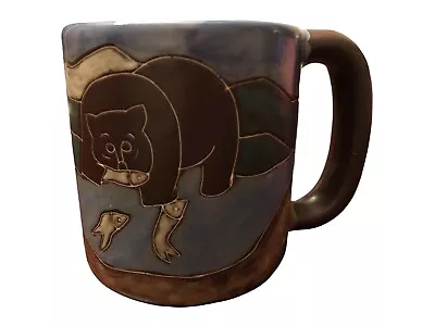 Mara Mex Mug Black Bear Fishing Stoneware Mexican Pottery Stony Mountains • $20