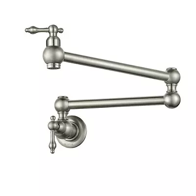 Pot Filler Double Joint Spout Folding Swing Arm Kitchen Faucet Brushed Nickel • $43