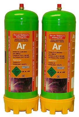 2 X Argon Gas Bottle 220ltr For Mig/tig Welding Disposable Cylinder • £57.96