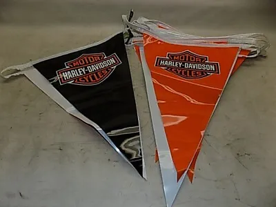 Huge HARLEY DAVIDSON  PENNANT FLAG BANNER 24' White Black Orange • $100