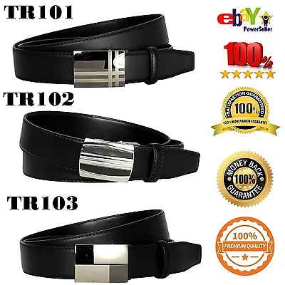 Men's Steel Magnetic Frame Black Leather Track Ratchet Belt • $10.99