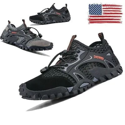 Mens Quick Dry Water Shoes Non-slip Outdoor Trekking Beach Wading Sneakers Size • $24.89
