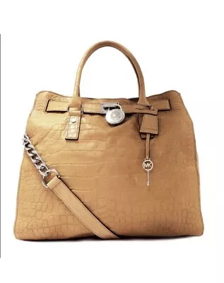 Michael Kors Hamilton Leather Croc  Handbag Large Satchel Purse • $178