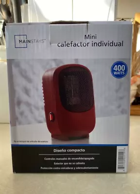Personal Mini Electric Ceramic Heater 400W Indoor Red-Mainstays MH-16B Free S&H! • $18.99