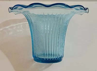 Anchor Hocking Mayfair Open Rose Blue Sweet Pea Vase 5 1/2  Tall • $30