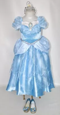 Girls Cinderella Costume Ball Gown Shoes Disney Princess Fancy Dress Age 5-6 • £22.99