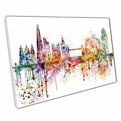 Print On Canvas Colourful Skyline Landmarks LONDON England Wall Art Print • £14.02