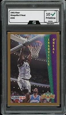 1992 Fleer Shaquille O'neal #298 GRADED 10 GEM MINT Rookie Card Lakers RC • $16